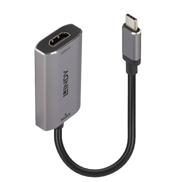 Lindy 43327, 0,11 m, USB Typ-C, HDMI, Männlich, Weiblich, Gerade