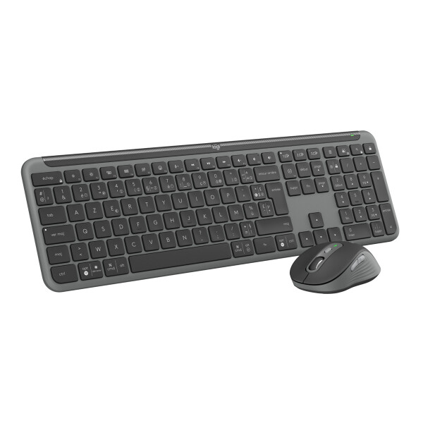 Logitech Signature Slim Combo MK950, Kabellos, RF Wireless + Bluetooth, Scherenschalter, AZERTY, Graphit, Maus enthalten