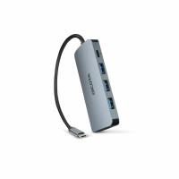 Dicota D32062, USB Typ-C, HDMI, RJ-45, USB 4 Type-A, USB Typ-C, MicroSD (TransFlash), SD, Silber, Aluminium, 100 W