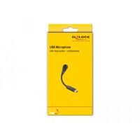 Delock USB Mikrofon mit Schwanenhals und Mute Button, Laptop-Mikrofon, -35 dB, 70 - 15000 Hz, 16 Bit, 48 kHz, Unidirektional