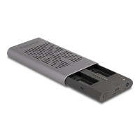Delock Externes USB 20 Gbps Gehäuse für 2 x M.2 NVMe PCIe SSD mit USB Type-C Buchse und Klon Funktion, SSD-Gehäuse, M.2, M.2, 10 Gbit/s, USB Anschluss, Grau