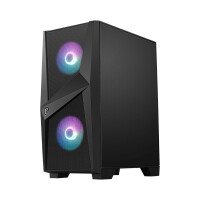 MSI MAG FORGE 100R, Midi Tower, PC, Schwarz, Transparent, ATX, micro ATX, Mini-ITX, Gehärtetes Glas, Gaming