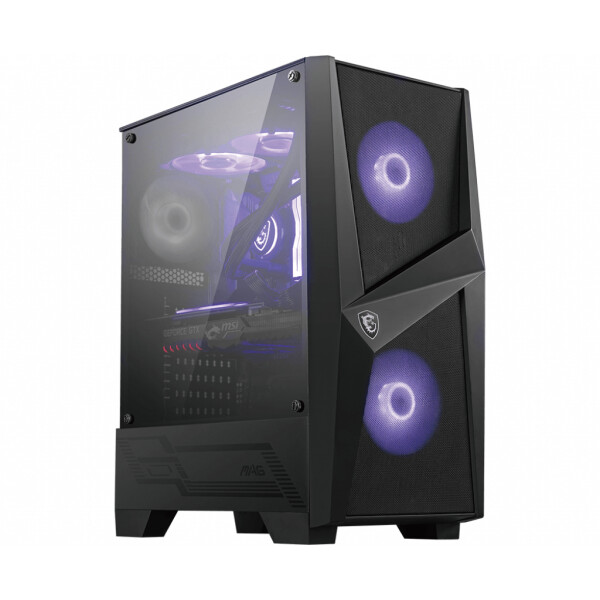 MSI MAG Forge 100M, Midi Tower, PC, Schwarz, Transparent, ATX, Mini-ATX, Mini-ITX, Gaming, Violett
