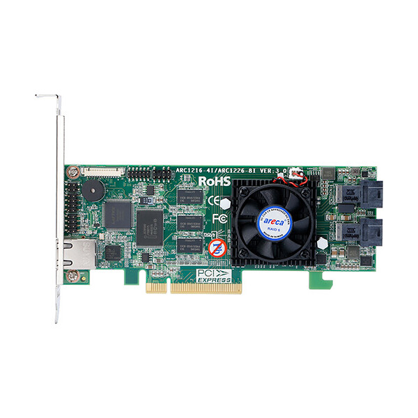 Areca ARC-1226-8I, SAS, SATA, PCI Express, 0, 1, 1E, 3, 5, 6, 10, 30, 50, 60, JBOD, 12 Gbit/s, Extern, 1000 MB