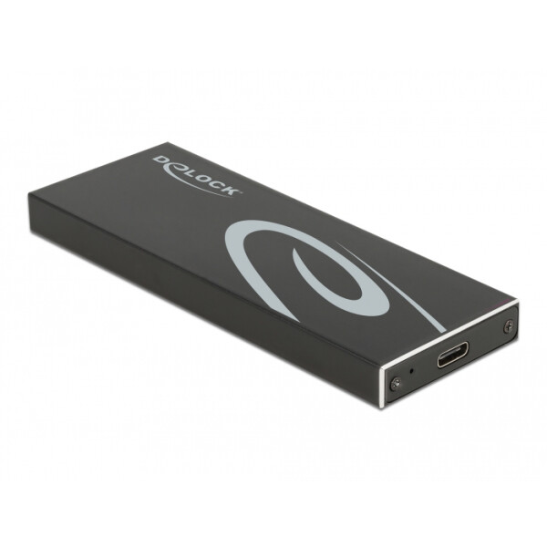 Delock Externes Gehäuse für M.2 SATA SSD mit USB Type-C Buchse, SSD-Gehäuse, M.2, Serial ATA III, 6 Gbit/s, USB Anschluss, Schwarz