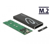 Delock Externes Gehäuse für M.2 SATA SSD mit USB Type-C Buchse, SSD-Gehäuse, M.2, Serial ATA III, 6 Gbit/s, USB Anschluss, Schwarz