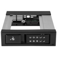 StarTech.com Hot-Swap Festplattenschacht von 5,25" auf 3,5" - Wechselbarer Laufwerksschacht für 3,5" SATA/SAS Laufwerke - Aluminium, 13,3 cm (5.25"), Carrier Panel, Schwarz, 10 TB, 3.5", SATA, Serial ATA II, Serial ATA III, Serial Attached SCSI (SAS)