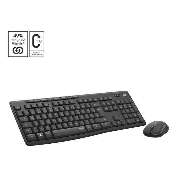 Logitech MK295 Silent, Kabellos, RF Wireless, QWERTZ, Graphit, Maus enthalten