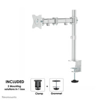 Neomounts NM-D135SILVER Monitorarm 10-30", Klemme/Durchführung, 8 kg, 25,4 cm (10"), 76,2 cm (30"), 100 x 100 mm, Silber