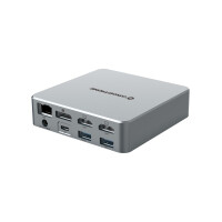 Conceptronic DONN25G 15-in-1 DisplayLink USB 3.2 Gen 2 Dockingstation, 4K60Hz Triple-Display, HDMI x 2, DisplayPort, USB-C 10 Gbit/s x 2, USB-A 10 Gbit/s x 2, USB-A 5 Gbit/s x 2, SD, TF/MicroSD, GbE, Audio, DC-Eingang, Sicherheitssteckplatz, PD 3,0, Kabel
