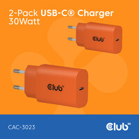 Club 3D Lifestyle Ladegerät USB-C 30Watt 2Stk orange...