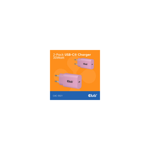 Club 3D USB-C PD3.0 Ladegerät 30 Watt 2 Stück pink