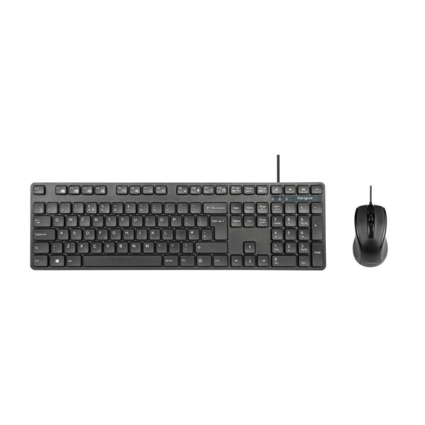 Targus AKM622ES, Volle Größe (100%), Kabelgebunden, USB, QWERTY, Schwarz, Maus enthalten