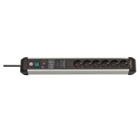 Brennenstuhl 1391010601, 5 m, Drinnen, Abgewinkelt, IP20, Schwarz, Silber, 6 AC-Ausgänge
