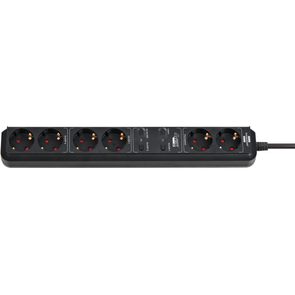 Brennenstuhl 1159760936, 6 AC-Ausgänge, 1,5 m, Verkabelt, Schwarz, Schwarz, 105 mm