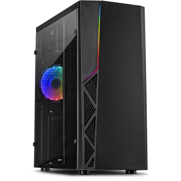 Inter-Tech B-02 RGB, Tower, PC, Schwarz, ATX, micro ATX, Acryl, Blau, Grün, Rot