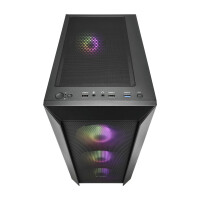 FSP CMT218, Midi Tower, PC, Schwarz, ATX, ITX, micro ATX, SPCC, Gehärtetes Glas, 16,5 cm