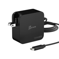 j5create 102-Watt-GaN-PD-USB-C-Reiseladegerät mit 2 Anschlüssen, einschließlich austauschbaren Netzsteckern, Drinnen, AC, USB, 1,8 m, Schwarz