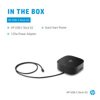 HP USB-C-Dockingstation G5, Kabelgebunden, USB 3.2 Gen 1 (3.1 Gen 1) Type-C, Schwarz, HP, ProBook 450 G7 Notebook PC; ProBook 440 G7 Notebook PC; ProBook 430 G7 Notebook PC; ZHAN 66 Pro 14..., Business