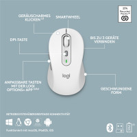 Logitech Signature Slim Combo MK950, Kabellos, RF Wireless + Bluetooth, Scherenschalter, QWERTZ, Graphit, Weiß, Maus enthalten