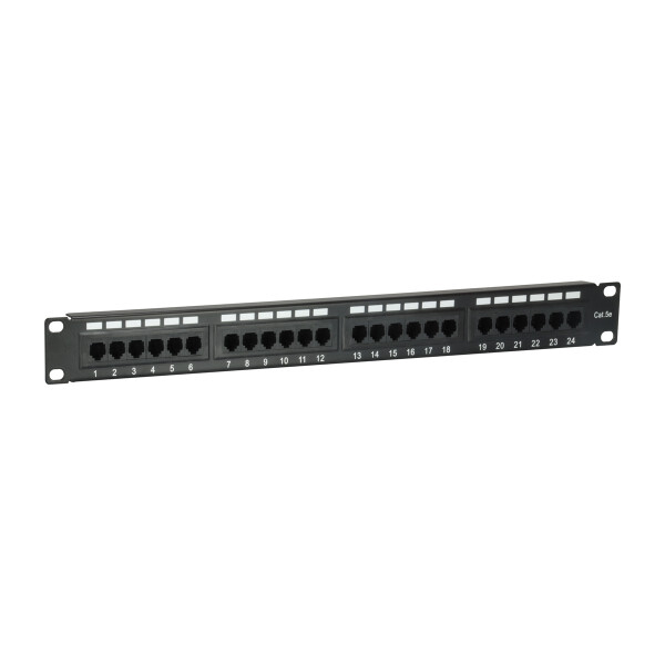 Equip 24-Port Cat.5e Ungeschirmtes Patch Panel, Schwarz, Cat5e, Schwarz, Rackeinbau, 1U, RoHS, CE