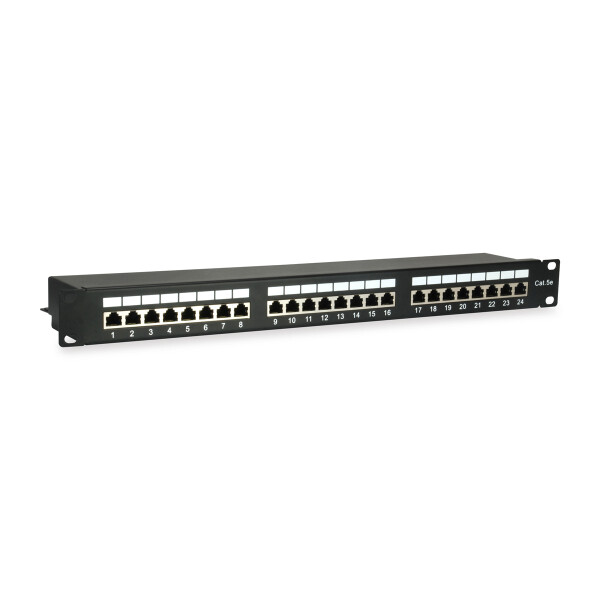 Equip 24-Port Cat.5e Geschirmtes Patch Panel, Schwarz, RJ-45, Cat5e, Schwarz, Rackeinbau, 1U, RoHS