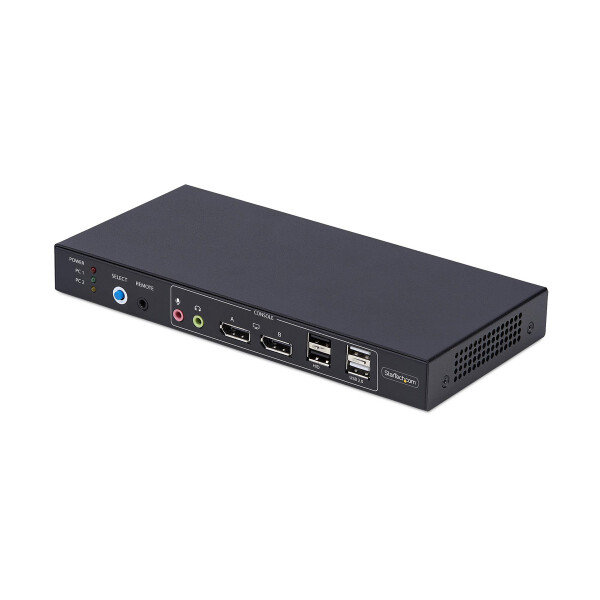 StarTech.com 2-Port Dual-Monitor KVM Switch mit Dual-View Videomatrix, DisplayPort 4K 60Hz, 4x USB Hub, DP 1.2 KVM Matrix Switch, Hotkey-Umschaltung, TAA-konform, 3840 x 2160 Pixel, 4K Ultra HD, 36 W, Schwarz