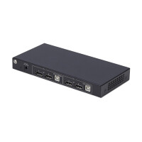 StarTech.com 2-Port Dual-Monitor KVM Switch mit Dual-View Videomatrix, DisplayPort 4K 60Hz, 4x USB Hub, DP 1.2 KVM Matrix Switch, Hotkey-Umschaltung, TAA-konform, 3840 x 2160 Pixel, 4K Ultra HD, 36 W, Schwarz