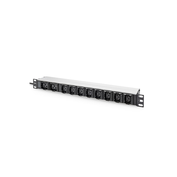 DIGITUS Steckdosenleiste mit Aluminiumprofil, 10-fach, 2 m Zuleitung, IEC C20 Stecker