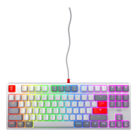 Cherry K4V2 TKL, Kabelgebunden, USB, Mechanischer Switch, QWERTY, RGB-LED, Grau, Hellgrau, Rot