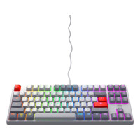 Cherry K4V2 TKL, Kabelgebunden, USB, Mechanischer Switch, QWERTY, RGB-LED, Grau, Hellgrau, Rot