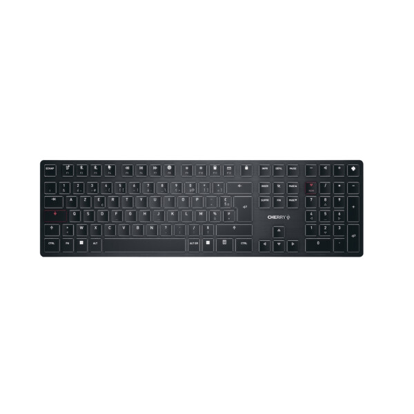 Cherry KW X ULP, Verkabelt & Kabellos, USB + RF Wireless + Bluetooth, Mechanischer Switch, AZERTY, LED, Schwarz