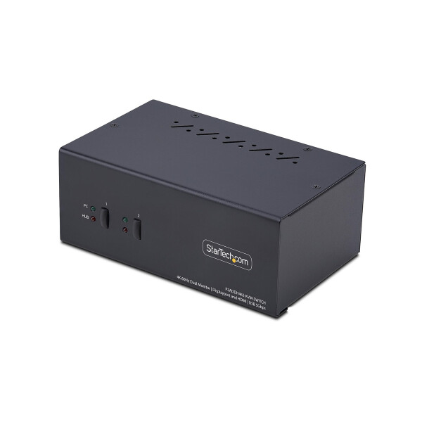 StarTech.com 2-Port Dual-Monitor KVM Switch, DisplayPort und HDMI, 4K 60Hz, 5Gbps USB-Hub, 2x USB-HID, Hybrid KVM/Umschalter mit 1x HDMI/1x DP, TAA Konform, 3840 x 2160 Pixel, 4K Ultra HD, 36 W, Schwarz