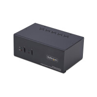 StarTech.com 2-Port Dual-Monitor KVM Switch, DisplayPort und HDMI, 4K 60Hz, 5Gbps USB-Hub, 2x USB-HID, Hybrid KVM/Umschalter mit 1x HDMI/1x DP, TAA Konform, 3840 x 2160 Pixel, 4K Ultra HD, 36 W, Schwarz