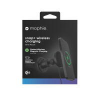 mophie Snap+ Wireless Charging Vent, Auto, Zigarettenanzünder, Kabelloses Aufladen, Schwarz