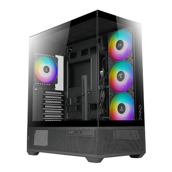 AZZA Tiara, Midi Tower, PC, Schwarz, ATX, ITX, micro ATX, Stahl, Gehärtetes Glas, 17 cm