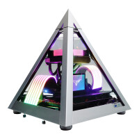AZZA Pyramid Mini, Mini Pyramid, PC, Aluminium, Schwarz, Mini-ITX, Aluminium, SPCC, Gehärtetes Glas, Multi