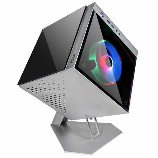AZZA CUBE MINI 805, Cube, PC, Silber, Mini-ATX, Aluminium, Gehärtetes Glas, Multi