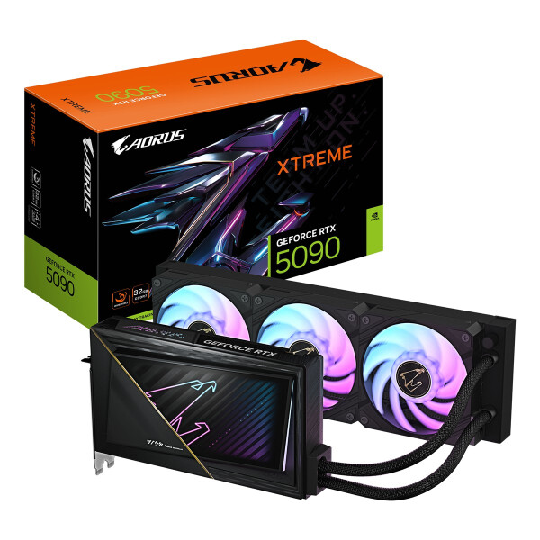 Gigabyte AORUS GeForce RTX 5090 XTREME WATERFORCE 32G Grafikkarte - 32 GB GDDR7, 512 Bit, PCI-E 5.0, 2655 MHz Kernfrequenz, 3 x DP 2.1a, 1 x HDMI 2.1b, NVIDIA DLSS 4, GV-N5090AORUSX W-32GD, GeForce RTX 5090, 32 GB, GDDR7, 512 Bit, 7680 x 4320 Pixel, PCI E