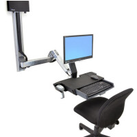 Ergotron StyleView Sit-Stand Combo System with Worksurface, 14,5 kg, 61 cm (24"), 75 x 75 mm, 100 x 100 mm, Aluminium