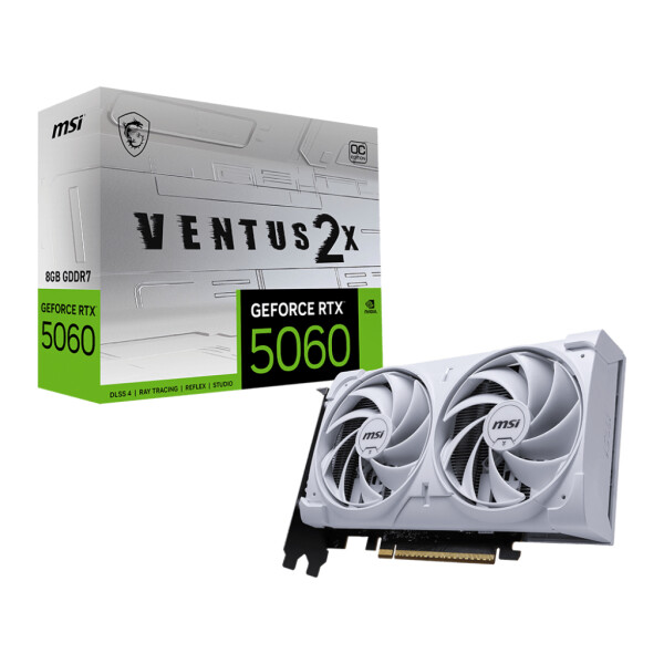 MSI GeForce RTX 5060 8G VENTUS 2X OC WHITE, GeForce RTX 5060, 8 GB, GDDR7, 128 Bit, 7680 x 4320 Pixel, PCI Express x16 5.0