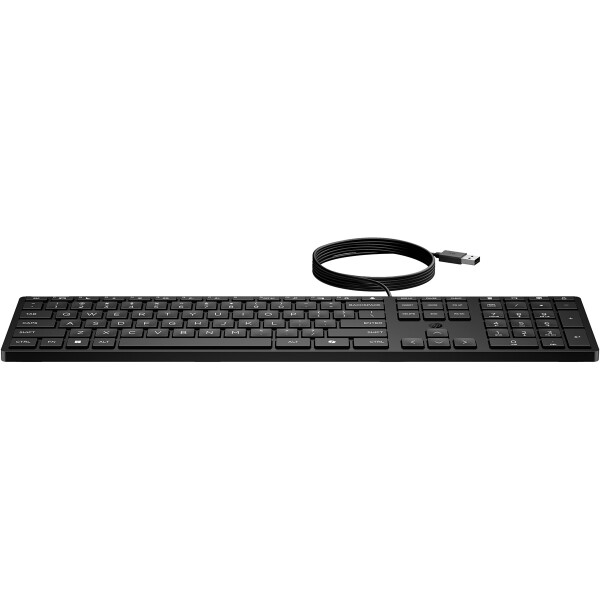 HP 320K-Tastatur für Desktop-PC, kabelgebunden, Volle Größe (100%), Kabelgebunden, USB, Membran Key Switch, Schwarz
