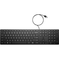 HP 320K-Tastatur für Desktop-PC, kabelgebunden, Volle Größe (100%), Kabelgebunden, USB, Membran Key Switch, Schwarz