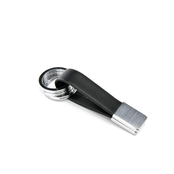 Troika TWISTER, Schlüsselanhänger, Schwarz, Silber, Leder, Metall, 16 mm, 9 mm, 30 g