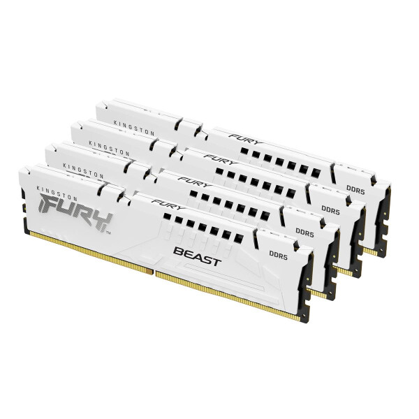 Kingston FURY Beast 128 GB 5200 MT/s DDR5 CL40 DIMM (4er-Kit) White XMP, 128 GB, 4 x 32 GB, DDR5, 288-pin DIMM, Weiß