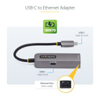 StarTech.com 2,5GbE USB C Ethernet Adapter, 100W PD Pass-Through, USB-C auf Lan-RJ45 Netzwerkadapter, 2,5Gbps USB-C 3.0 NIC, 1G-2,5G Multi Speed NIC, Thunderbolt Kompatibel, Windows & Mac, Kabelgebunden, USB Typ-C, Ethernet, 5000 Mbit/s, Grau