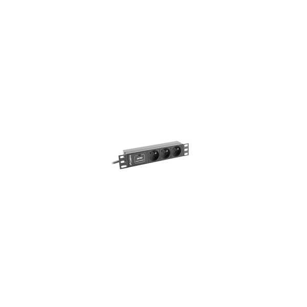 Lanberg PDU-03E-0200-BK, 1U, Horizontal, Schwarz, 3 AC-Ausgänge, Typ E, Aktivität