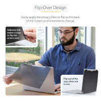 StarTech.com 14 Zoll 16:9 Touch Blickschutzfilter, Blendschutzfilter, Laptop Monitor Sichtschutzfilter mit 51% Blaulichtreduzierung, Flip-Over, 35,6 cm (14"), 16:9, Laptop, Rahmenloser Blickschutzfilter, Anti-Glanz, Privatsphäre, 36 g