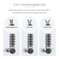 StarTech.com Universal 3-in-1 Laptopschloss 2 m mit...