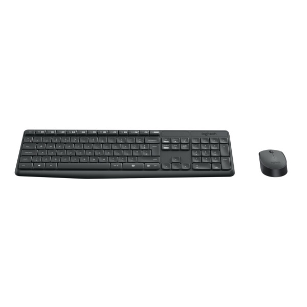 Logitech MK235, Volle Größe (100%), Kabellos, RF Wireless, Grau, Maus enthalten